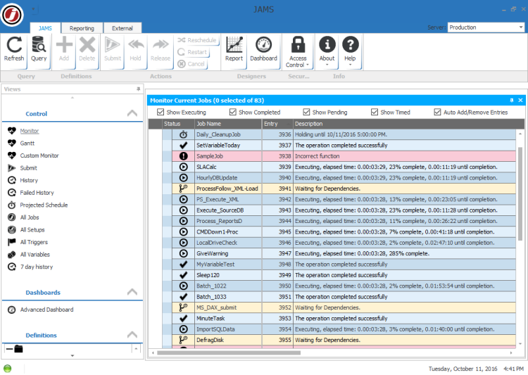 HelpSystems JAMS Scheduler Screenshot