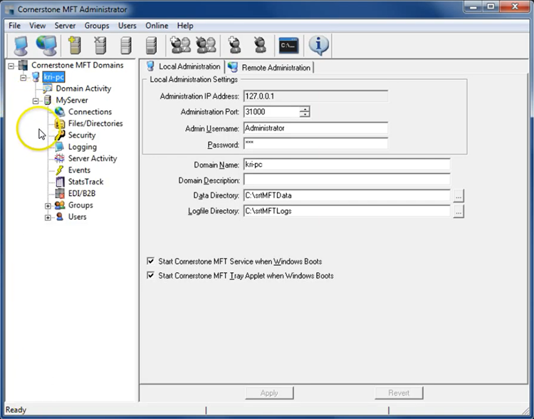 Cornerstone Managed File Transfer Screenshot